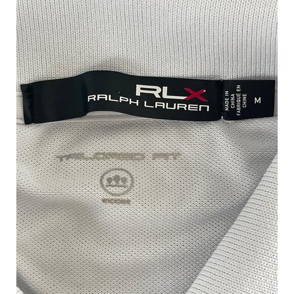 Ralph Lauren RLX Striped-Trim‎ Golf Polo Shirt White Performance Snap M $98.50 - Picture 10 of 11
